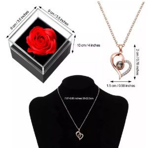 Rosa Eterna En Joyero y Collar TE AMO