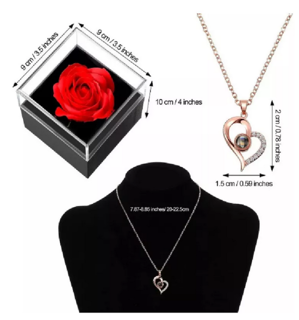 Rosa Eterna En Joyero y Collar TE AMO - Imagen 2