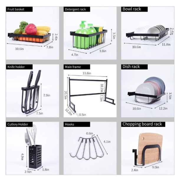 Escurridor de platos organizador de cocina - Imagen 2